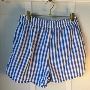 Madewell Blue and White Pull on Shorts Size Small